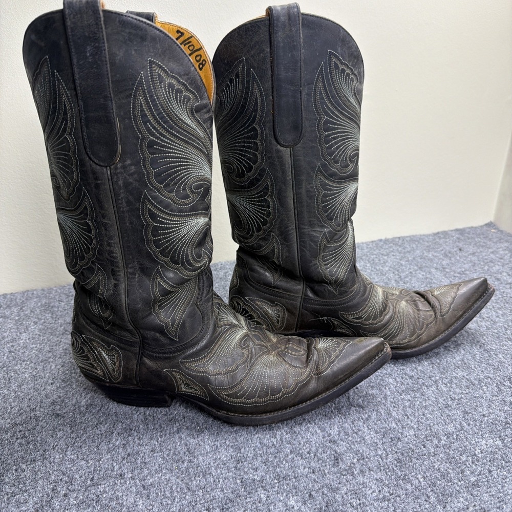 Boot Star By Old Gringo Mens 9 Black Distressed Western‎ Cowboy Boots Snip Toe